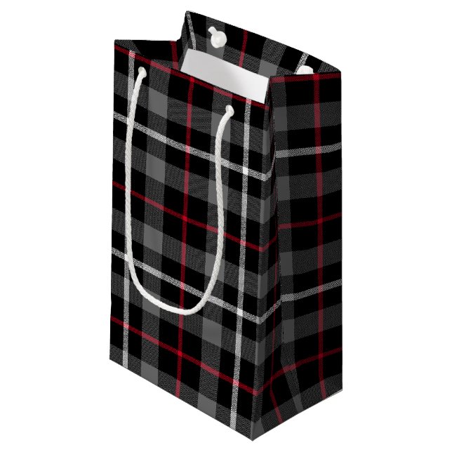 Pequeña Bolsa De Regalo Gris Plaid Para Navidades (Angulo Anverso)