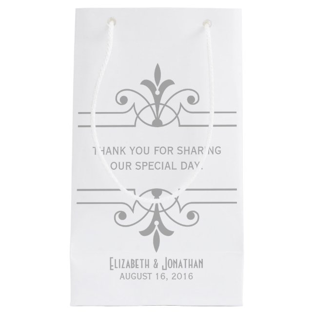 Pequeña Bolsa de regalo ornamental gris v2 de moda (Anverso)