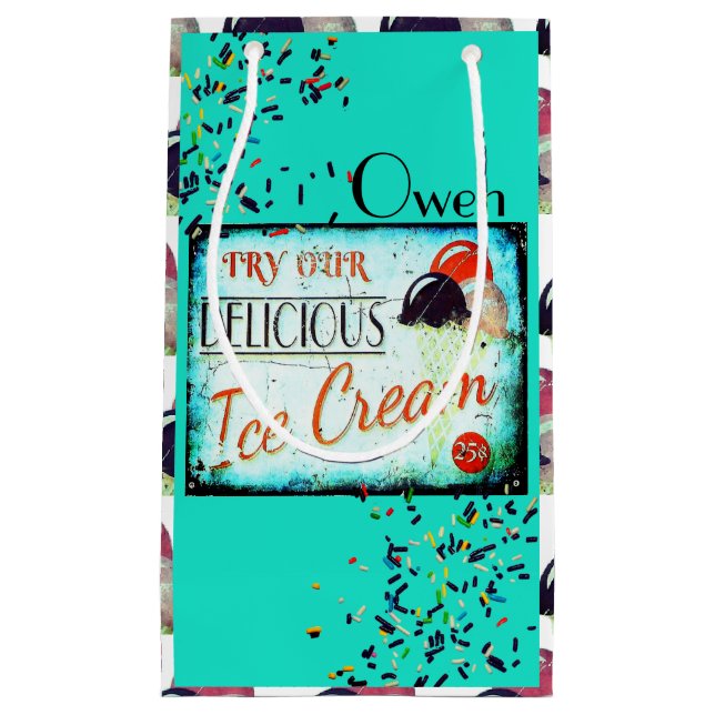 Pequeña Bolsa de regalo para la firma de helados turquesa  (Anverso)