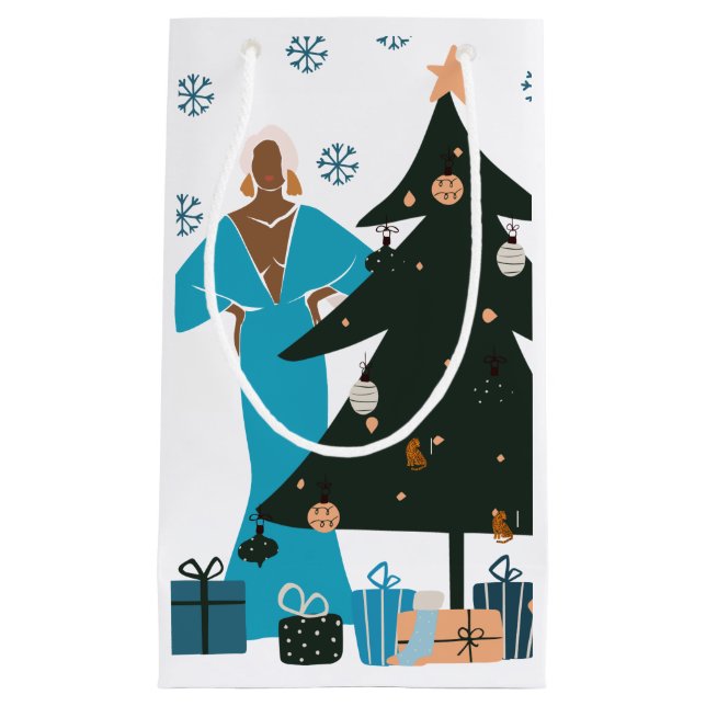 Pequeña Bolsa de regalo para Navidades de pelo blanco Chic (Anverso)