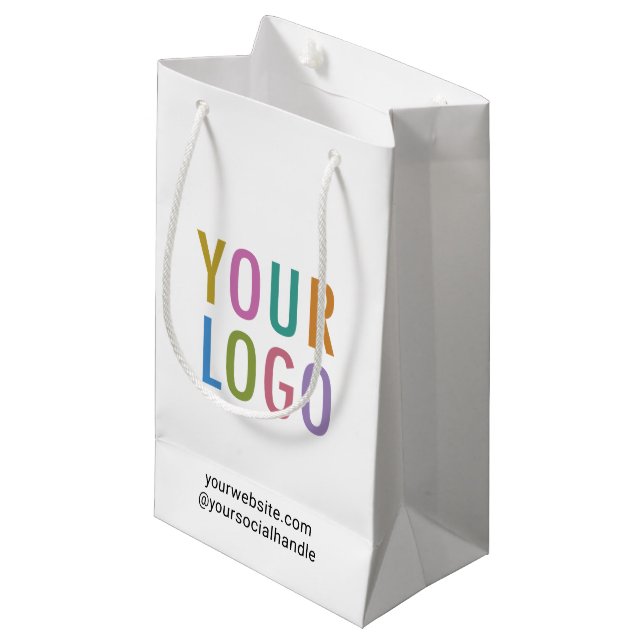 Pequeña Bolsa de regalo para pequeñas empresas con logotip (Angulo Anverso)