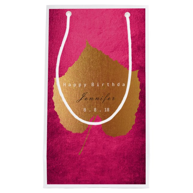 Pequeña Bolsa de regalo personalizada caída Oro dejar fram (Anverso)