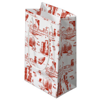 Pequeña Bolsa de Regalo Rojo del Toile de Boston
