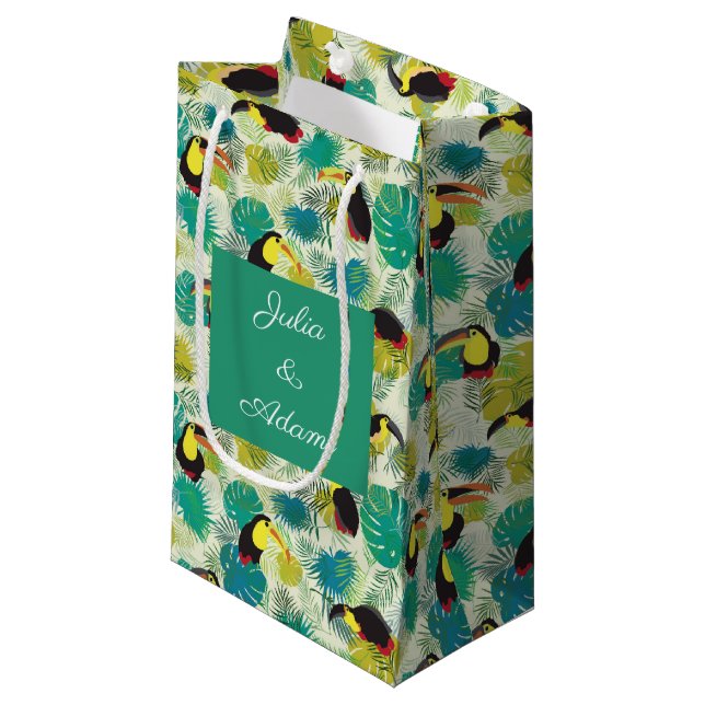 Pequeña Bolsa de regalo Toucans White (Angulo Anverso)