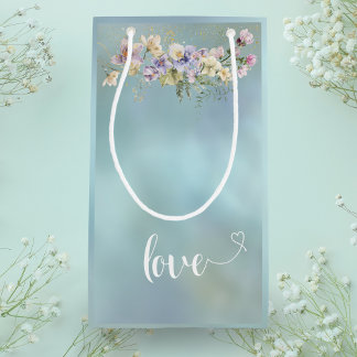 Pequeña Bolsa elegante de regalo de amor floral azul