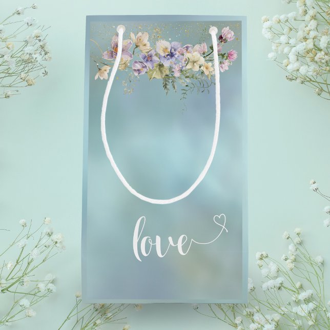 Pequeña Bolsa elegante de regalo de amor floral azul (Subido por el creador)