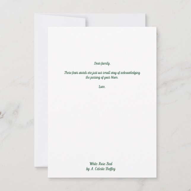 Pequeña Bonita tarjeta de felicitación White Rosebud (Reverso)