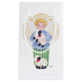 Pequeña Boy Angel con bolsa de regalo de cordero