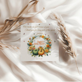 Pequeña Caída Floral de calabaza Gracias tarjeta