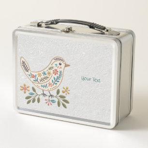 Pequeña caja de almuerzo floral de color pájaro Me