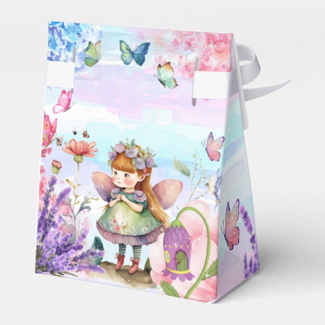 pequeña caja de Favor de cumpleaños de hada (Reverso)