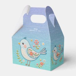 Pequeña Caja de Favor Floral de Aves Azules