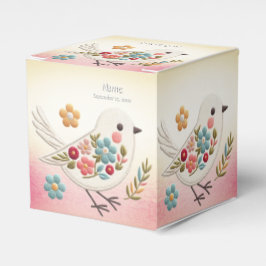 Pequeña caja de Favor Floral de Pájaro Blanco