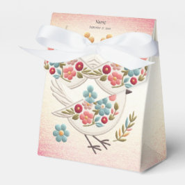 Pequeña caja de Favor Floral de Pájaro Blanco