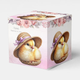 Pequeña caja de favoritas de cinta rosa de pollo