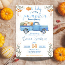 Pequeña calabaza Baby Shower Invitación Camión Azu