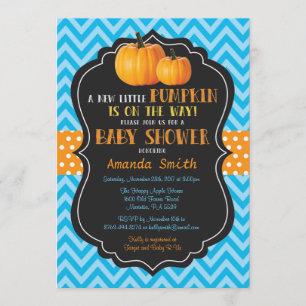 Pequeña calabaza Baby Shower invitación Chevron az