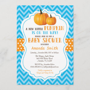 Pequeña calabaza Baby Shower invitación Chevron az