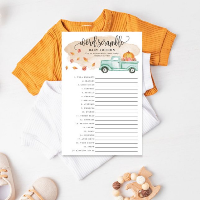 Pequeña Calabaza Bebé Palabra Papel de juego (Have some fun at your shower with this easy to play game!)