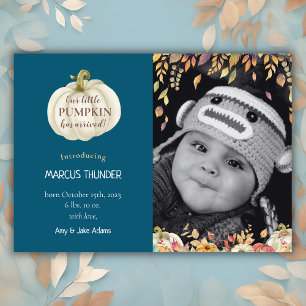 Pequeña Calabaza Cae Bebé Invitación de foto de na
