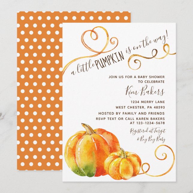 Pequeña Calabaza Cae Invitación de Baby Shower de  (Anverso / Reverso)