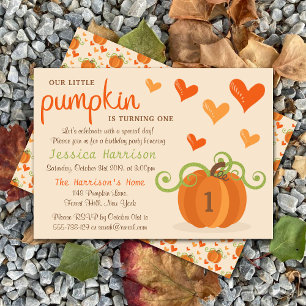 Pequeña Calabaza Cuta Invitaciones a Cumpleaños