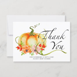 Pequeña calabaza ducha de bebé tarjeta de agradeci