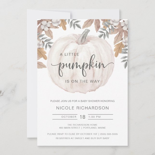 Pequeña Calabaza En El Camino De La Invitación De  (Anverso)