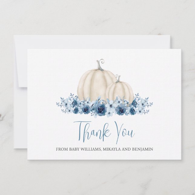 Pequeña Calabaza Niño Baby Shower Gracias (Anverso)