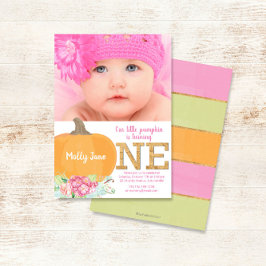 Pequeña Calabaza Primer cumpleaños Invitación a Ca