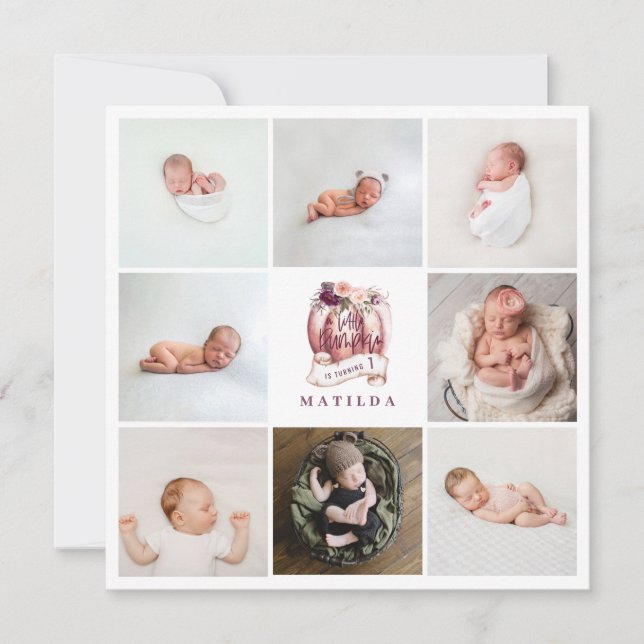 pequeña calabaza púrpura edad cumpleaños multifoto (Anverso)