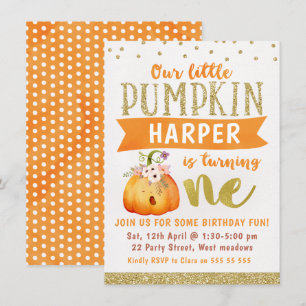 Pequeña Calabaza Sleepy Invitación de primer cumpl