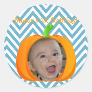 Pequeña Calabaza Temática Pegatina de cumpleaños