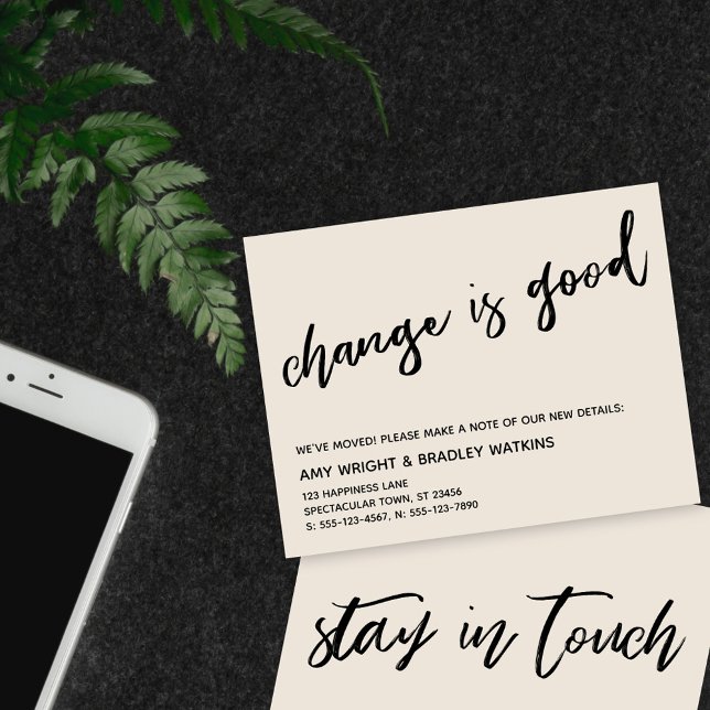 Pequeña Cambio casual es buena tarjeta de dirección crema  (Subido por el creador)