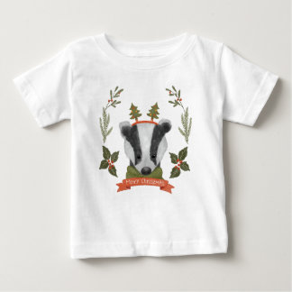 Pequeña camiseta de bebé con retrato para Navidade