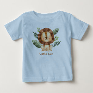 Pequeña camiseta de bebé león: Adorable león marró