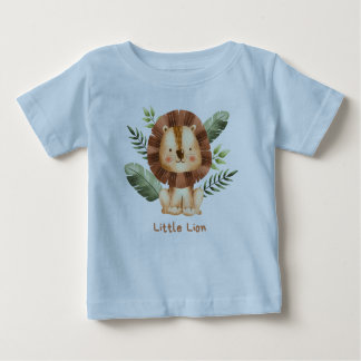 Pequeña camiseta de bebé león: Adorable león marró