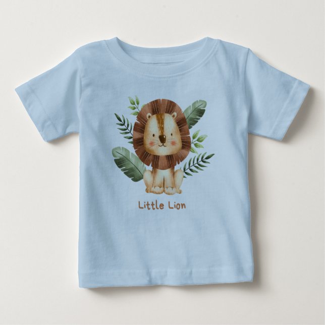 Pequeña camiseta de bebé león: Adorable león marró (Anverso)