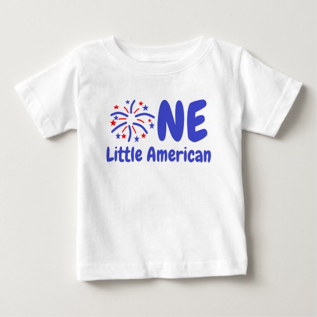 Pequeña camiseta de cumpleaños de bebé norteameric (Anverso)