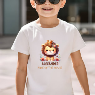 Pequeña camiseta de personalizable con león lindo