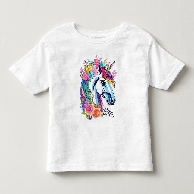 Pequeña camiseta de unicornio floral - Tee de niño (Anverso)