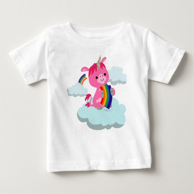 Pequeña camiseta de unicornio Personalizado que co (Anverso)