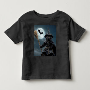 Pequeña camiseta del gato de bruja de Halloween