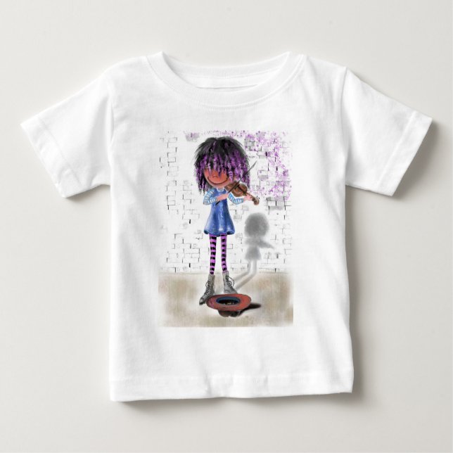Pequeña camiseta violinista para bebé - Pintura (Anverso)