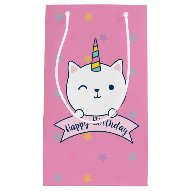 Pequeña Caticorn | Bolsa de regalo | Rosa (Anverso)