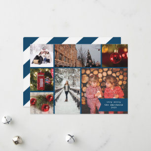 Pequeña cinta multi foto Navidad franja azul