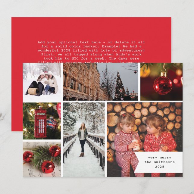 Pequeña cinta multi foto roja Navidad (Anverso / Reverso)