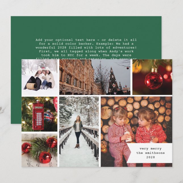 Pequeña cinta multi foto verde Navidad (Anverso / Reverso)