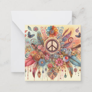 Pequeña Colorida tarjeta hippy
