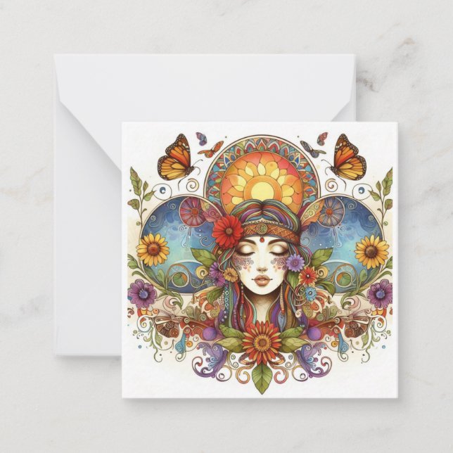 Pequeña Colorida tarjeta hippy (Anverso)